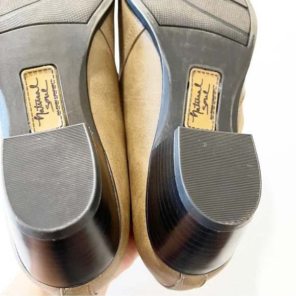 Natural Soul Taupe Vegan Leather Low Ankle Boot Bootie Women’s Size 8 Fall Vibes - Picture 8 of 11